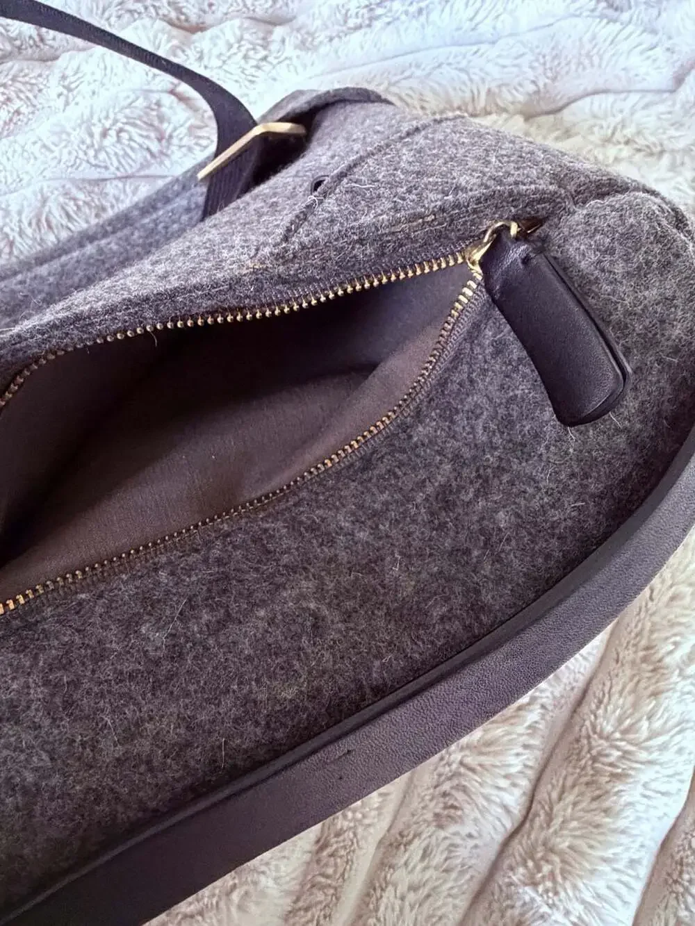 Skagen Kroyer Grey Felt and Leather Convertible Backpack Messenger Bag